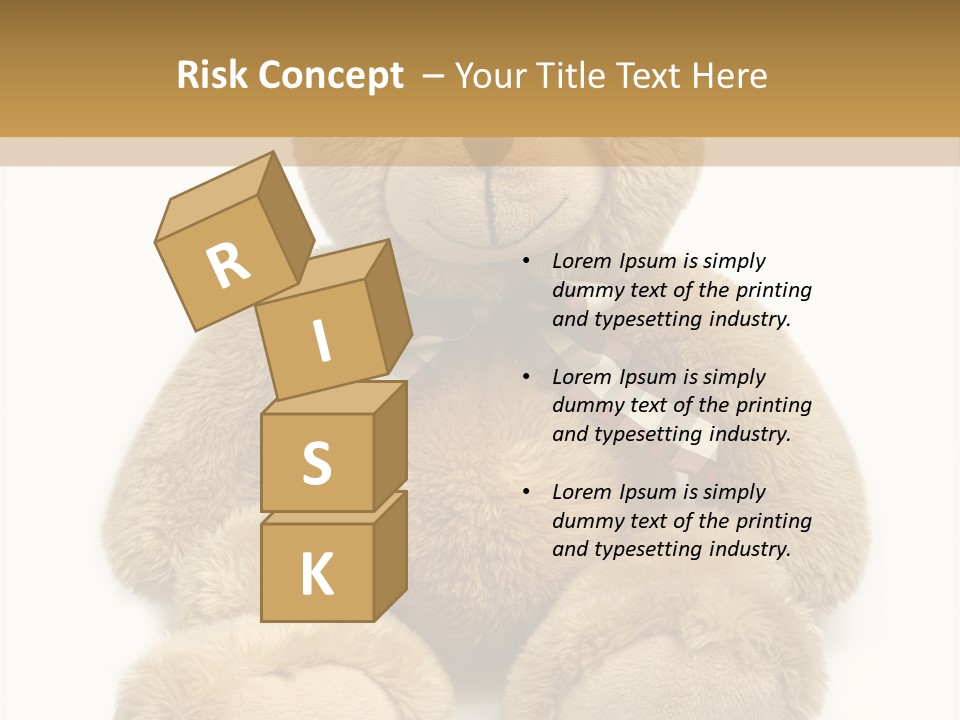 A Brown Teddy Bear With A Checkered Bow On It's Neck PowerPoint Template