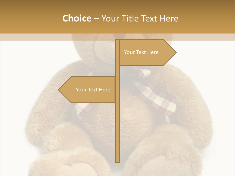 A Brown Teddy Bear With A Checkered Bow On It's Neck PowerPoint Template
