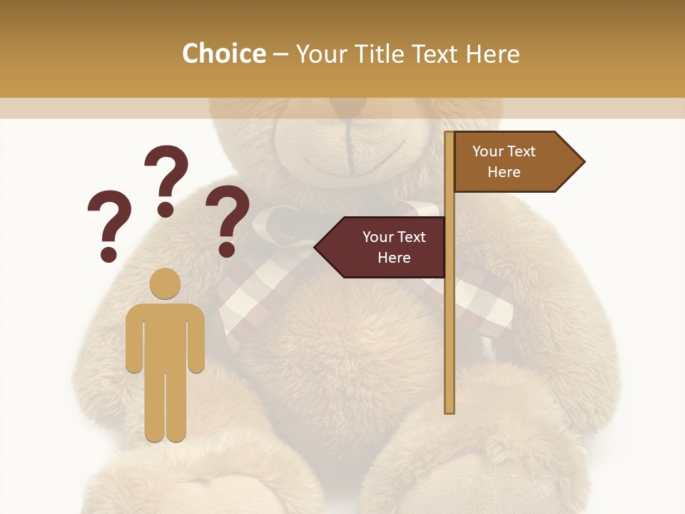 A Brown Teddy Bear With A Checkered Bow On It's Neck PowerPoint Template