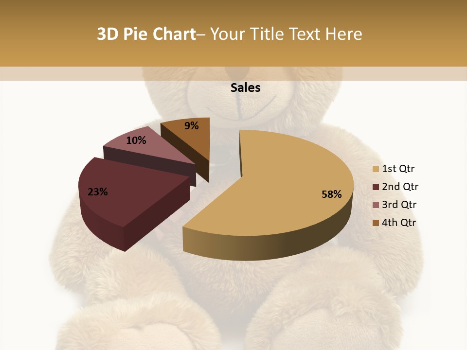 A Brown Teddy Bear With A Checkered Bow On It's Neck PowerPoint Template