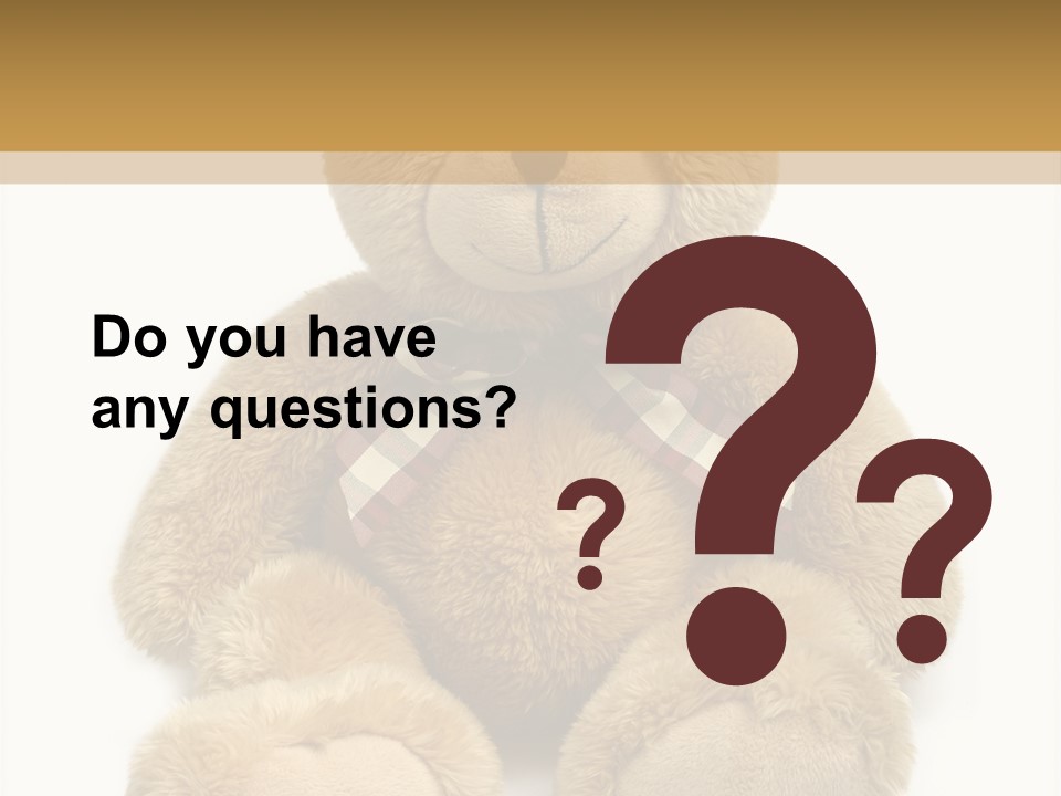 A Brown Teddy Bear With A Checkered Bow On It's Neck PowerPoint Template