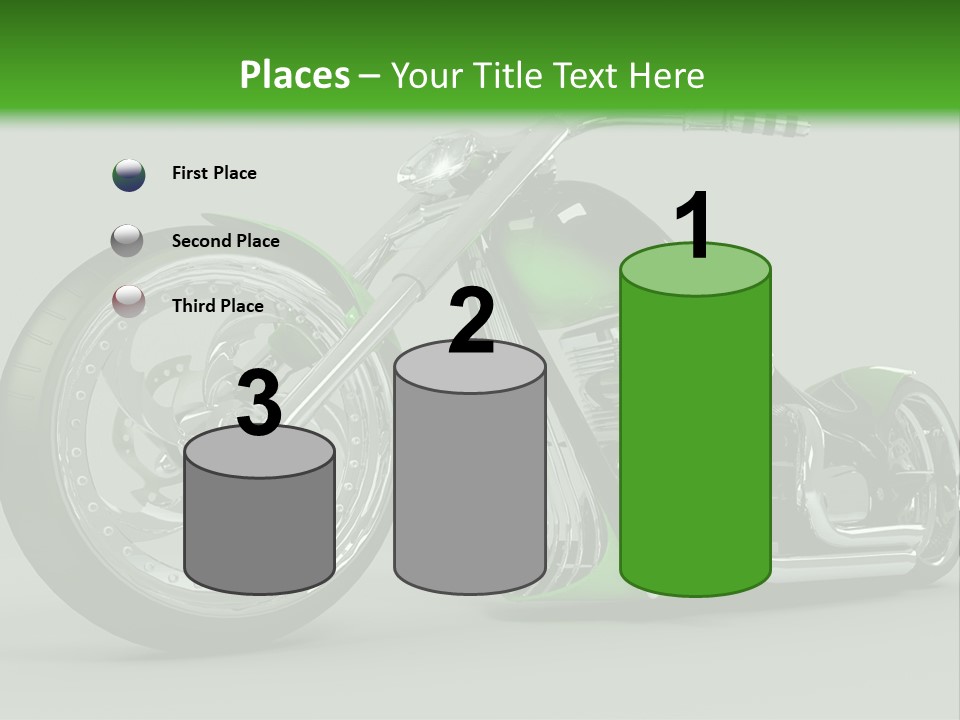 A Green And Black Motorcycle On A Gray Background PowerPoint Template