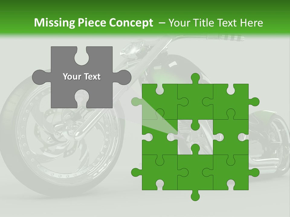 A Green And Black Motorcycle On A Gray Background PowerPoint Template