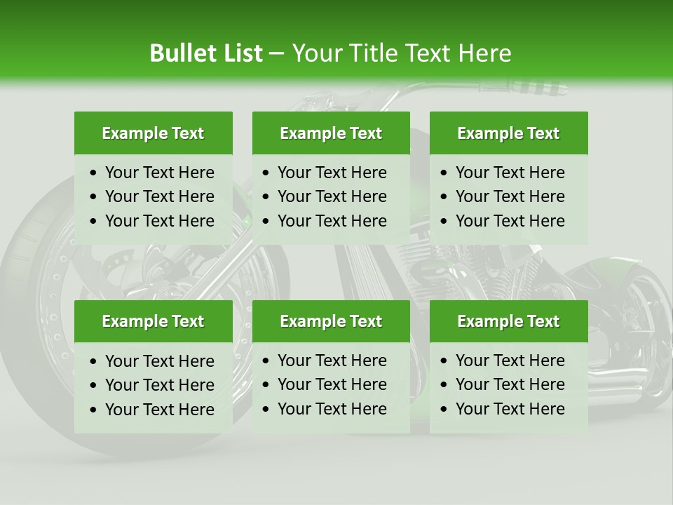 A Green And Black Motorcycle On A Gray Background PowerPoint Template