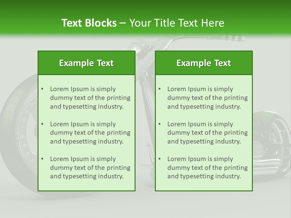 A Green And Black Motorcycle On A Gray Background PowerPoint Template