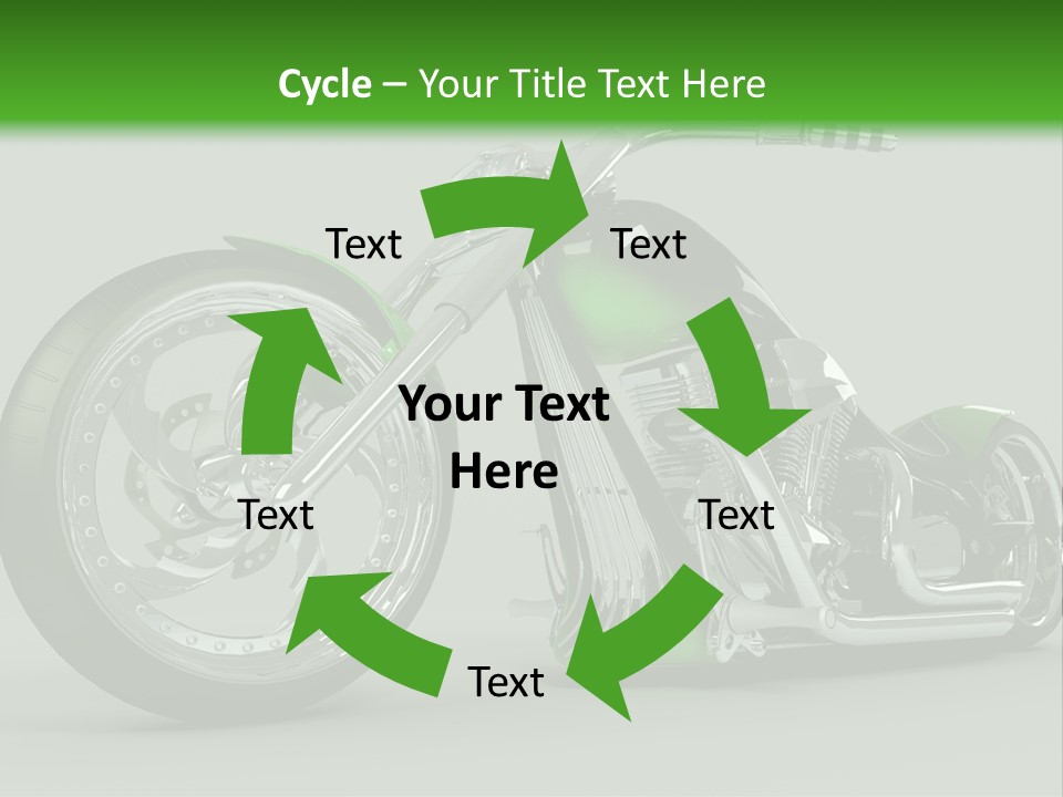 A Green And Black Motorcycle On A Gray Background PowerPoint Template