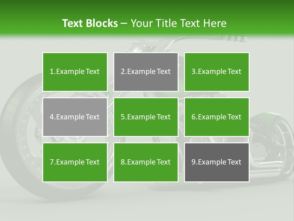 A Green And Black Motorcycle On A Gray Background PowerPoint Template