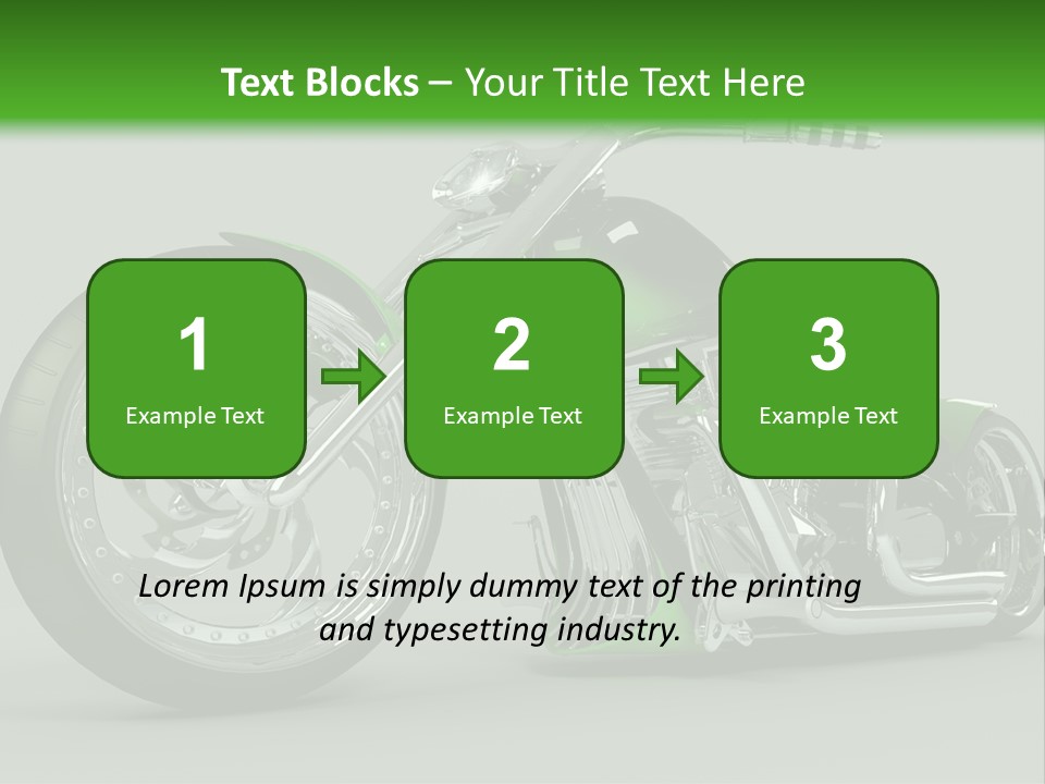 A Green And Black Motorcycle On A Gray Background PowerPoint Template