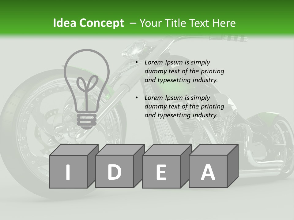 A Green And Black Motorcycle On A Gray Background PowerPoint Template
