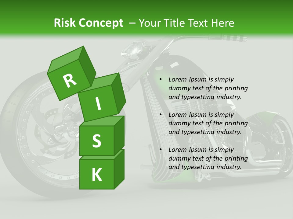 A Green And Black Motorcycle On A Gray Background PowerPoint Template