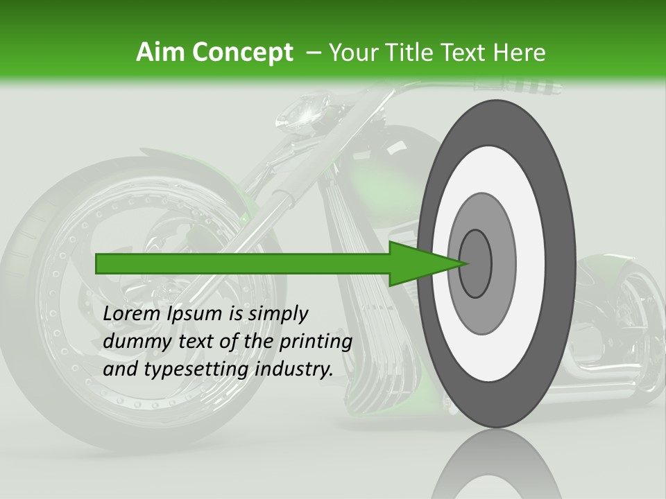A Green And Black Motorcycle On A Gray Background PowerPoint Template