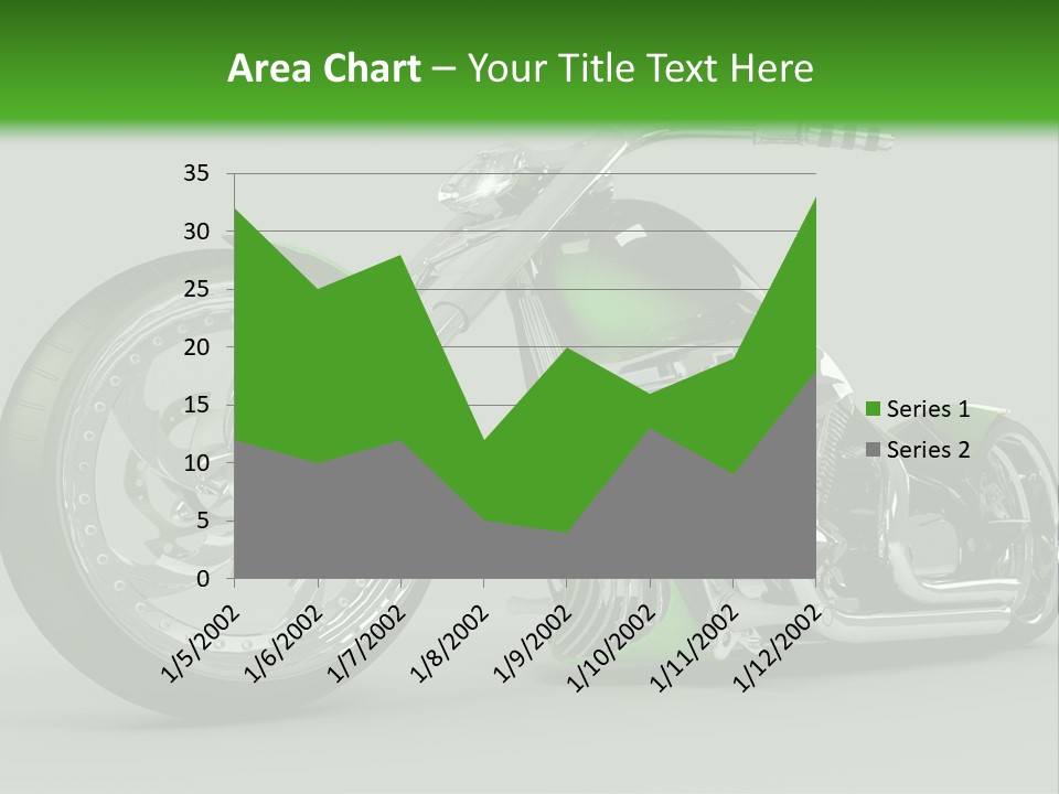 A Green And Black Motorcycle On A Gray Background PowerPoint Template