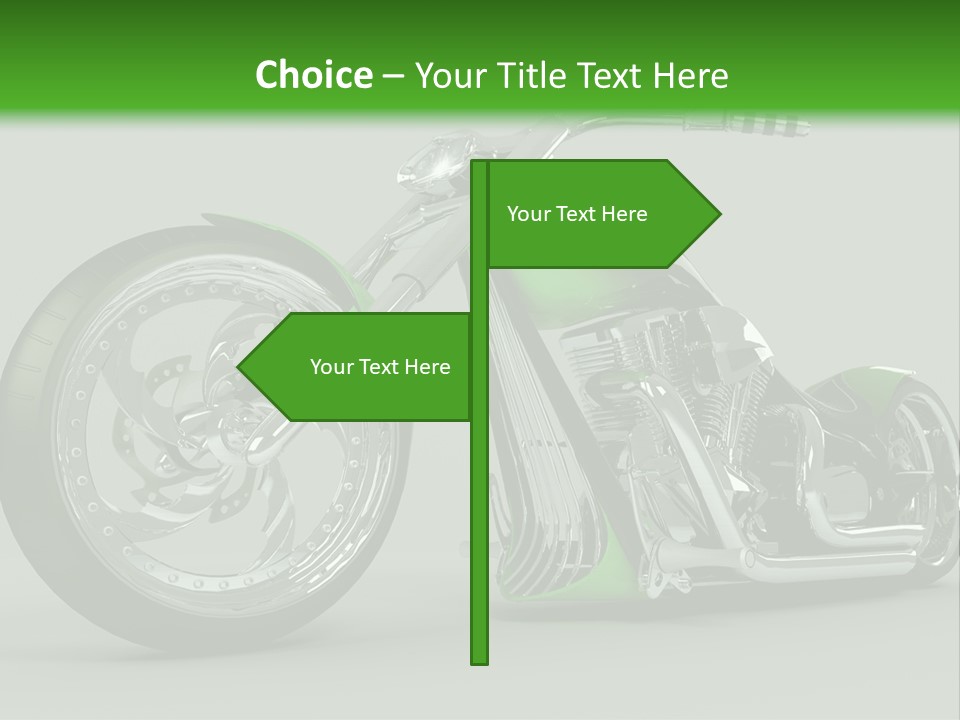 A Green And Black Motorcycle On A Gray Background PowerPoint Template