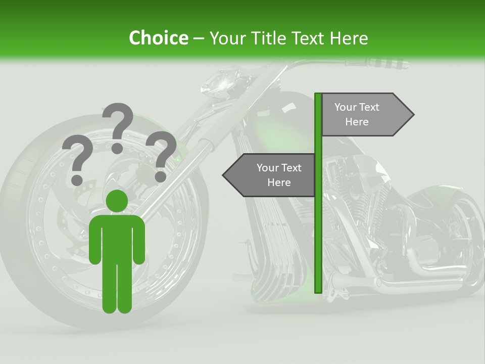 A Green And Black Motorcycle On A Gray Background PowerPoint Template