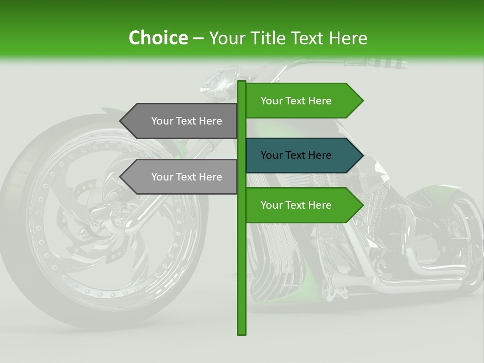 A Green And Black Motorcycle On A Gray Background PowerPoint Template