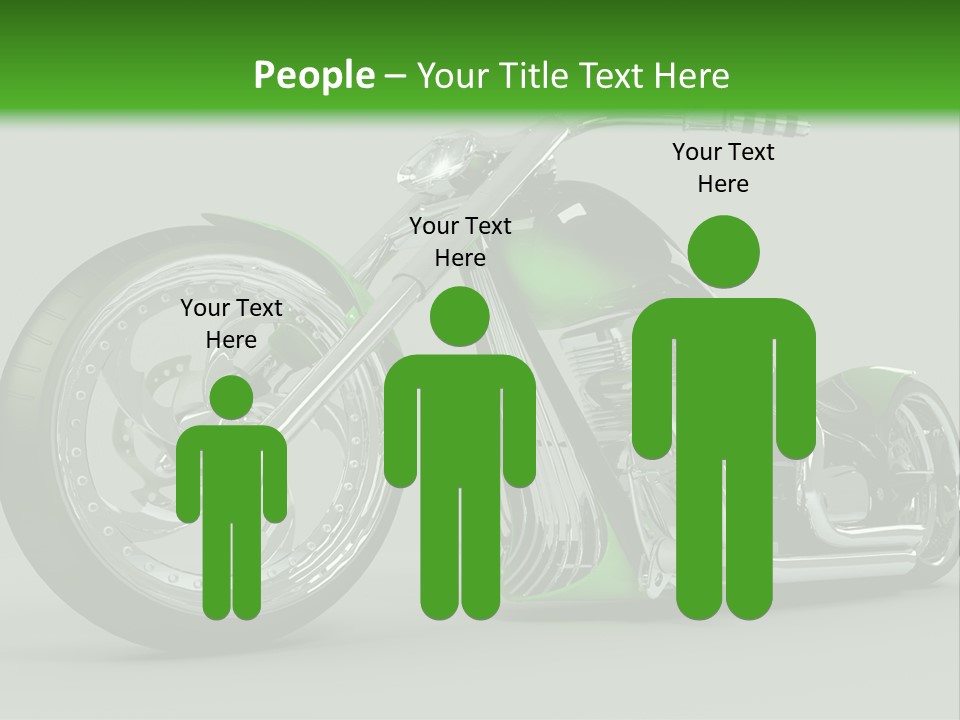 A Green And Black Motorcycle On A Gray Background PowerPoint Template