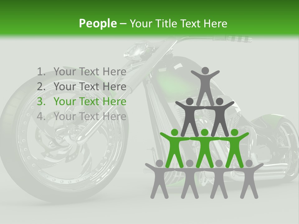 A Green And Black Motorcycle On A Gray Background PowerPoint Template