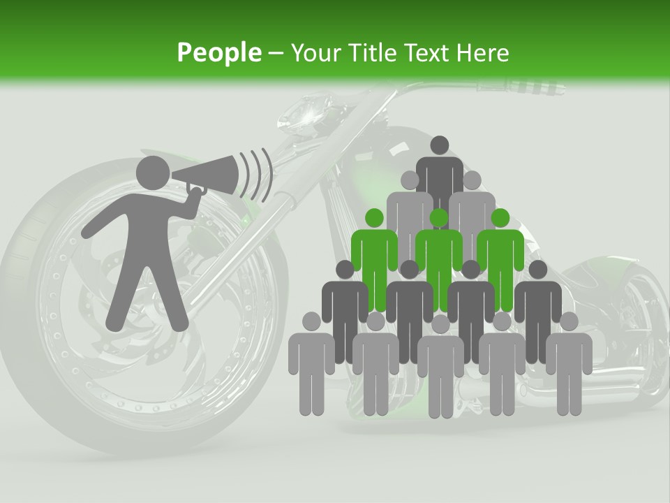A Green And Black Motorcycle On A Gray Background PowerPoint Template