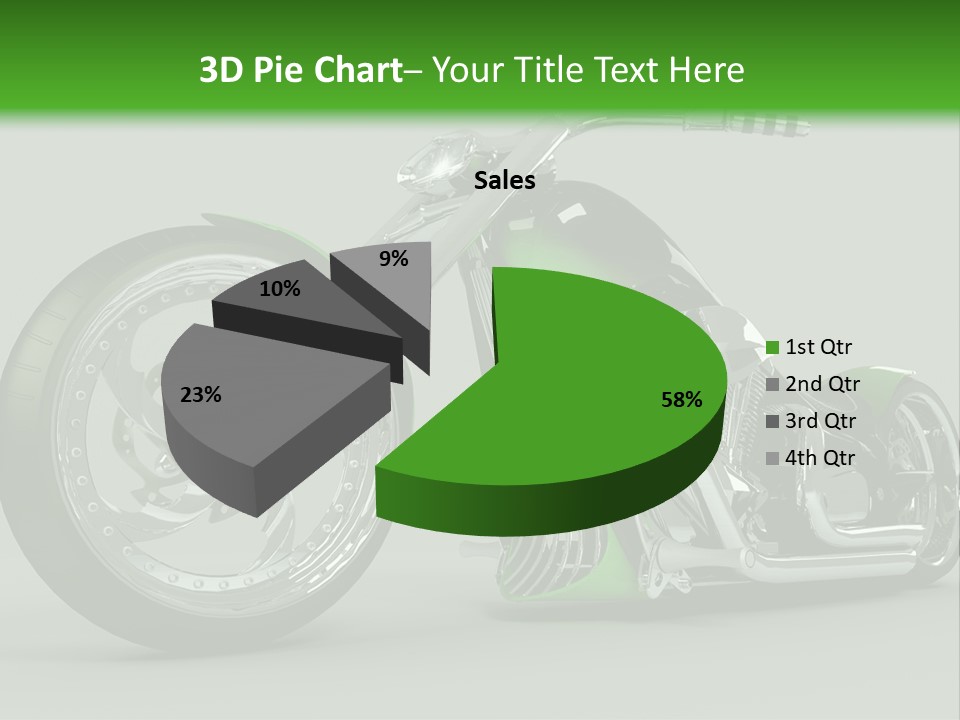 A Green And Black Motorcycle On A Gray Background PowerPoint Template