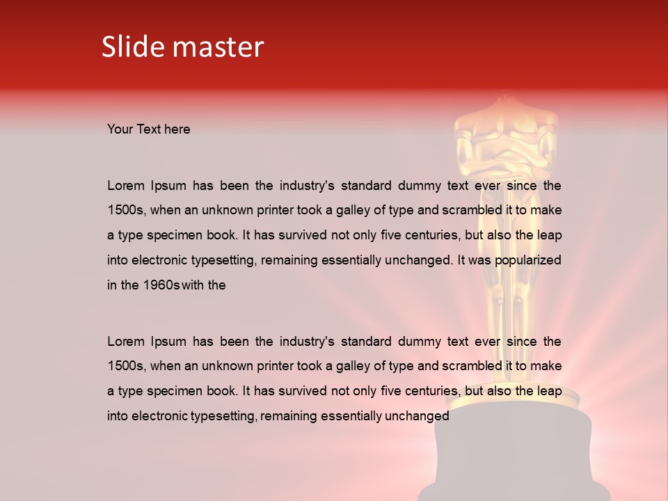 A Golden Statue With A Red Background PowerPoint Template