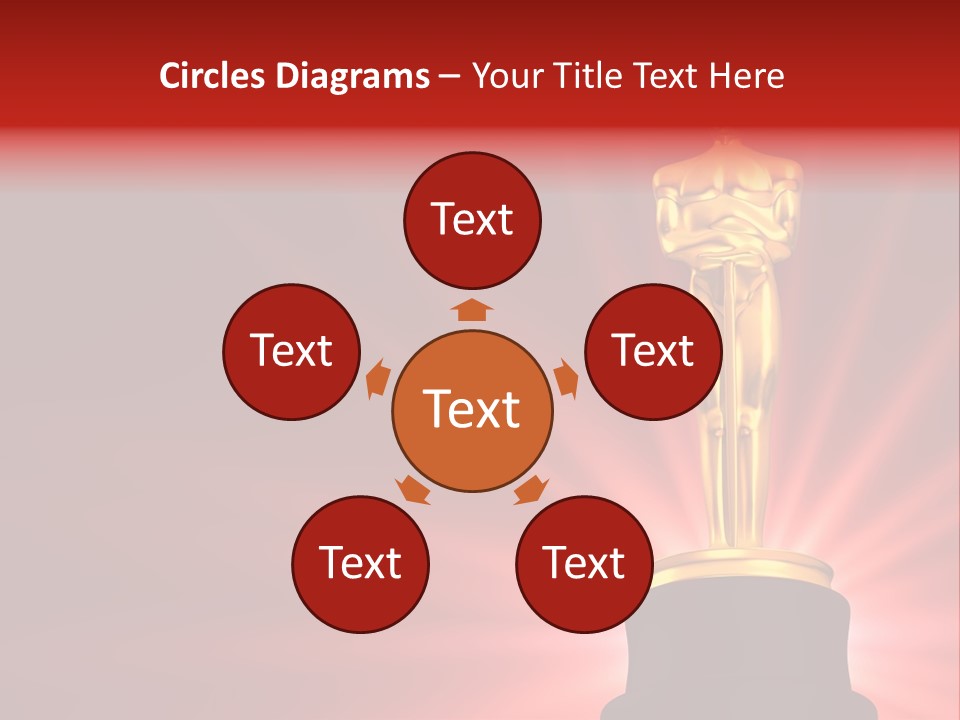 A Golden Statue With A Red Background PowerPoint Template