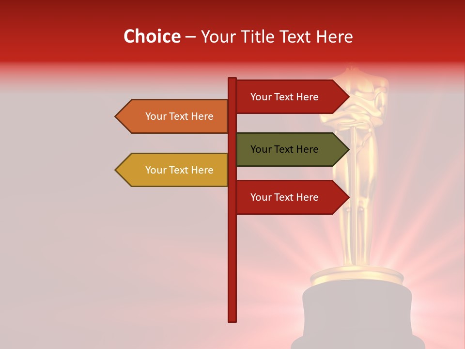 A Golden Statue With A Red Background PowerPoint Template