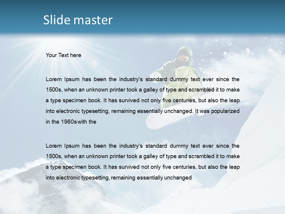 A Snowboarder In The Air On A Sunny Day PowerPoint Template