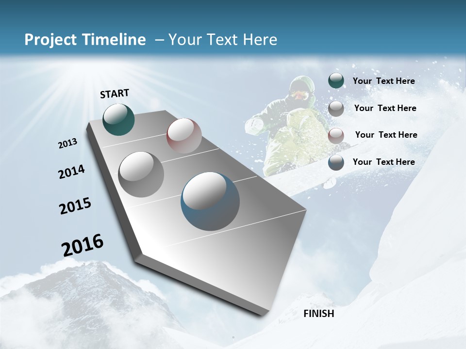 A Snowboarder In The Air On A Sunny Day PowerPoint Template