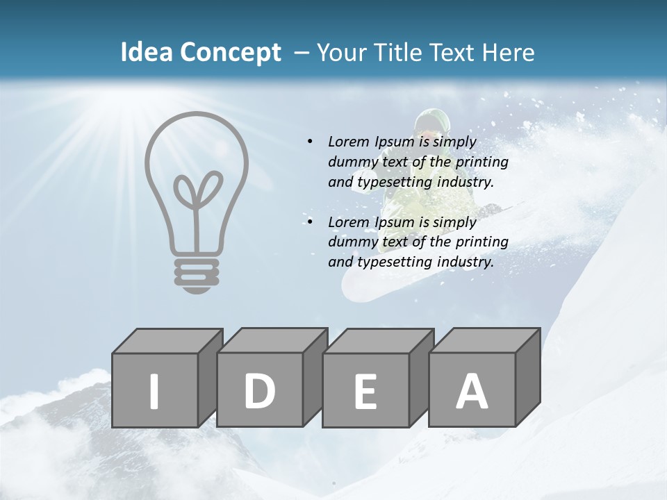 A Snowboarder In The Air On A Sunny Day PowerPoint Template