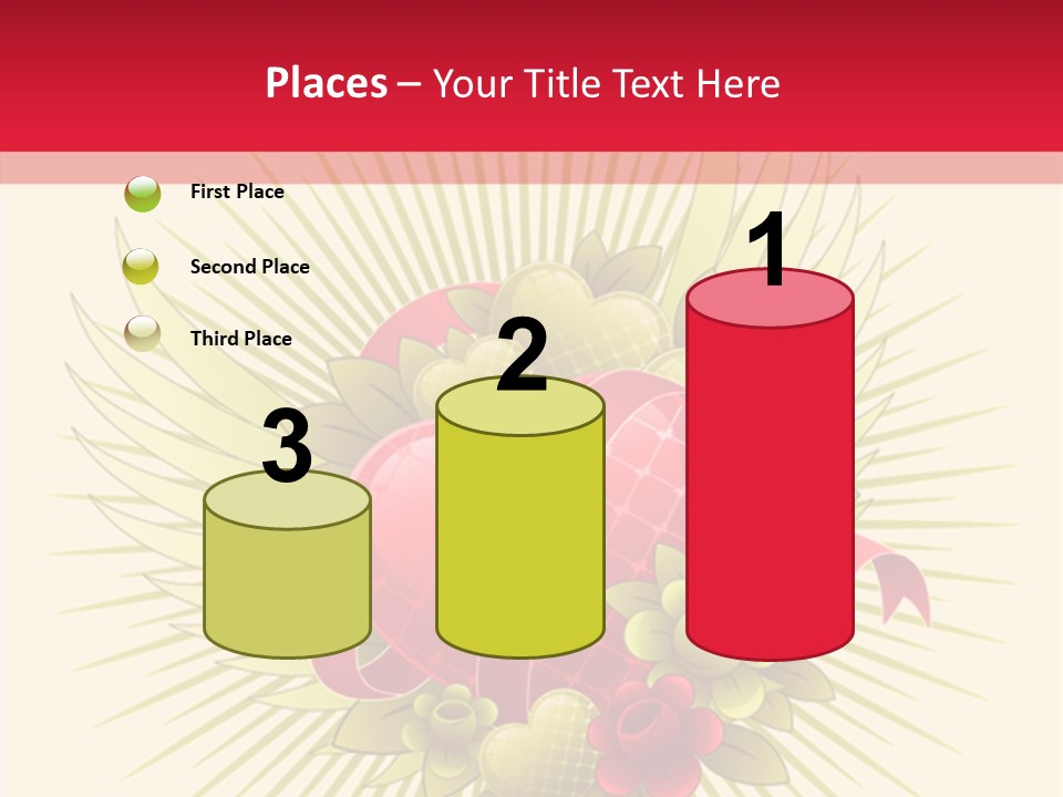 A Red Heart With Green Leaves On A Yellow And Red Background PowerPoint Template