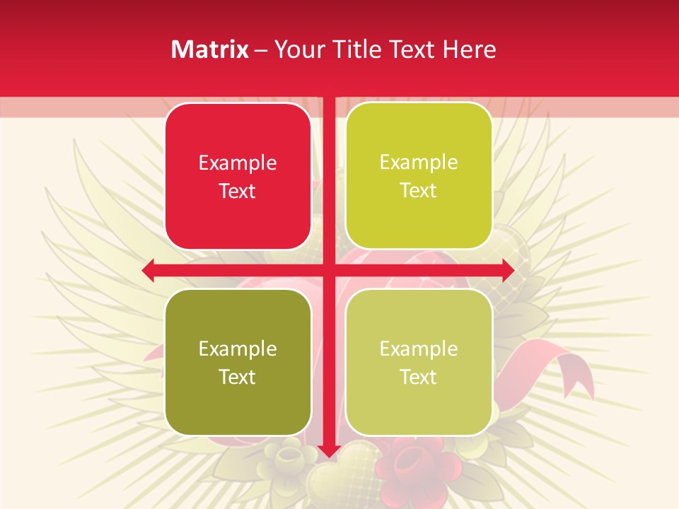 A Red Heart With Green Leaves On A Yellow And Red Background PowerPoint Template