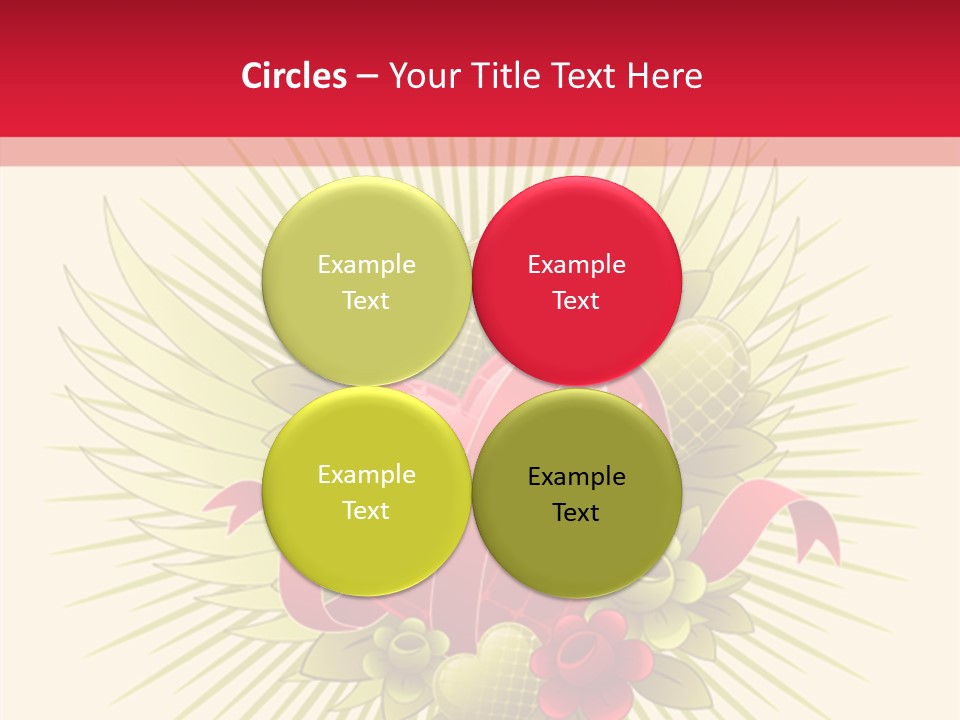 A Red Heart With Green Leaves On A Yellow And Red Background PowerPoint Template