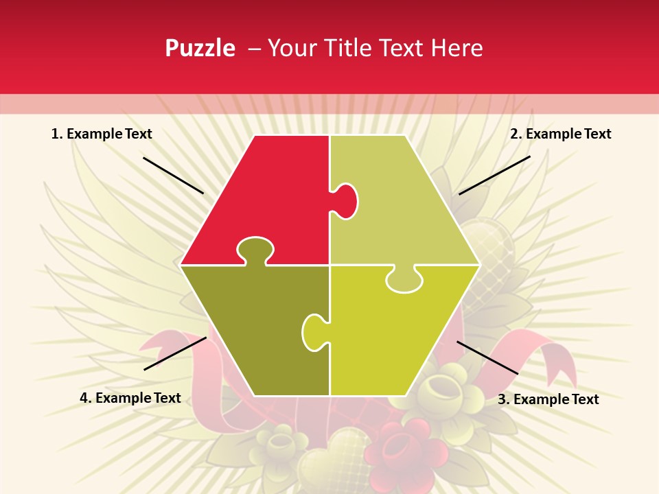 A Red Heart With Green Leaves On A Yellow And Red Background PowerPoint Template