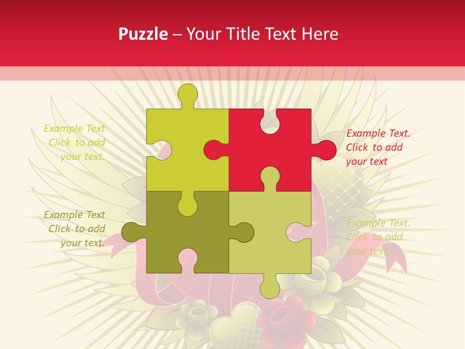 A Red Heart With Green Leaves On A Yellow And Red Background PowerPoint Template