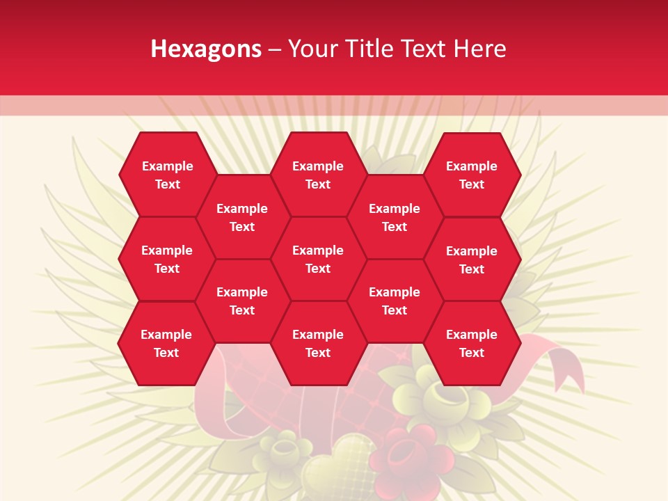 A Red Heart With Green Leaves On A Yellow And Red Background PowerPoint Template