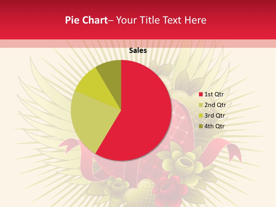 A Red Heart With Green Leaves On A Yellow And Red Background PowerPoint Template