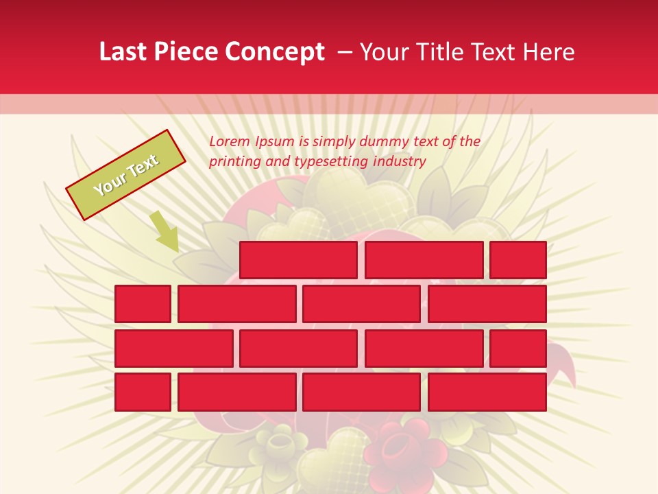 A Red Heart With Green Leaves On A Yellow And Red Background PowerPoint Template