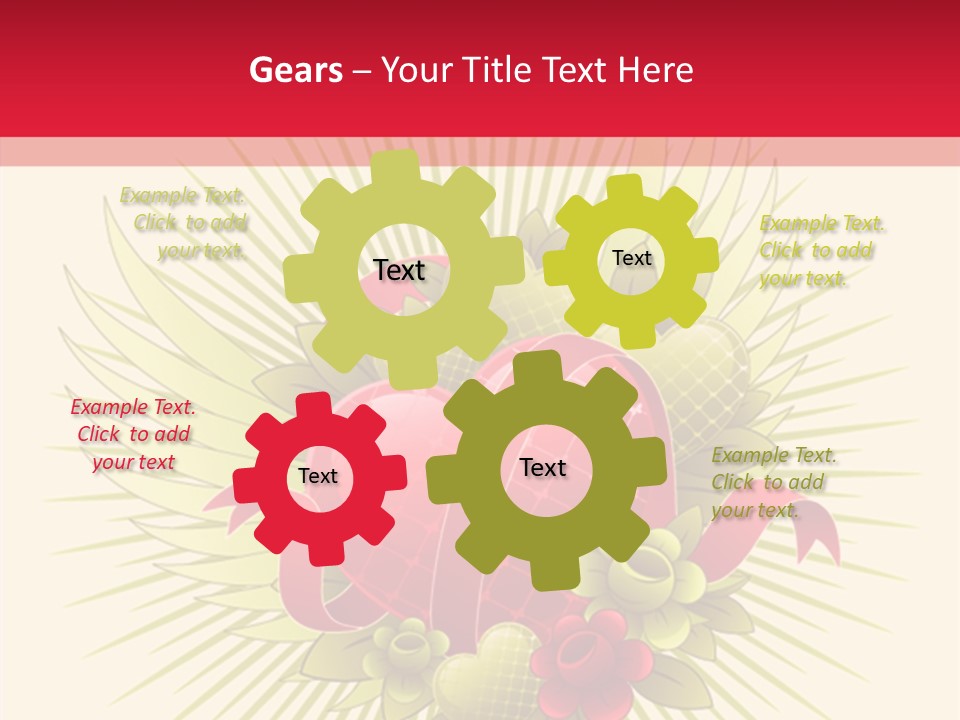 A Red Heart With Green Leaves On A Yellow And Red Background PowerPoint Template