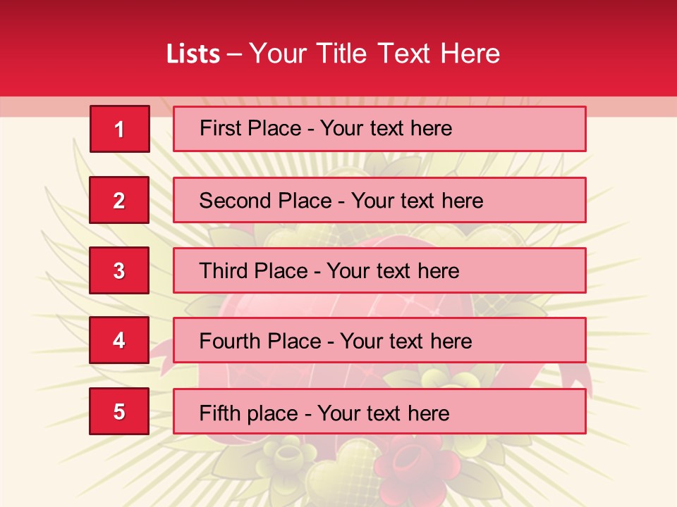 A Red Heart With Green Leaves On A Yellow And Red Background PowerPoint Template