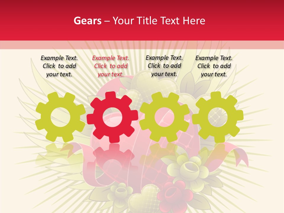 A Red Heart With Green Leaves On A Yellow And Red Background PowerPoint Template