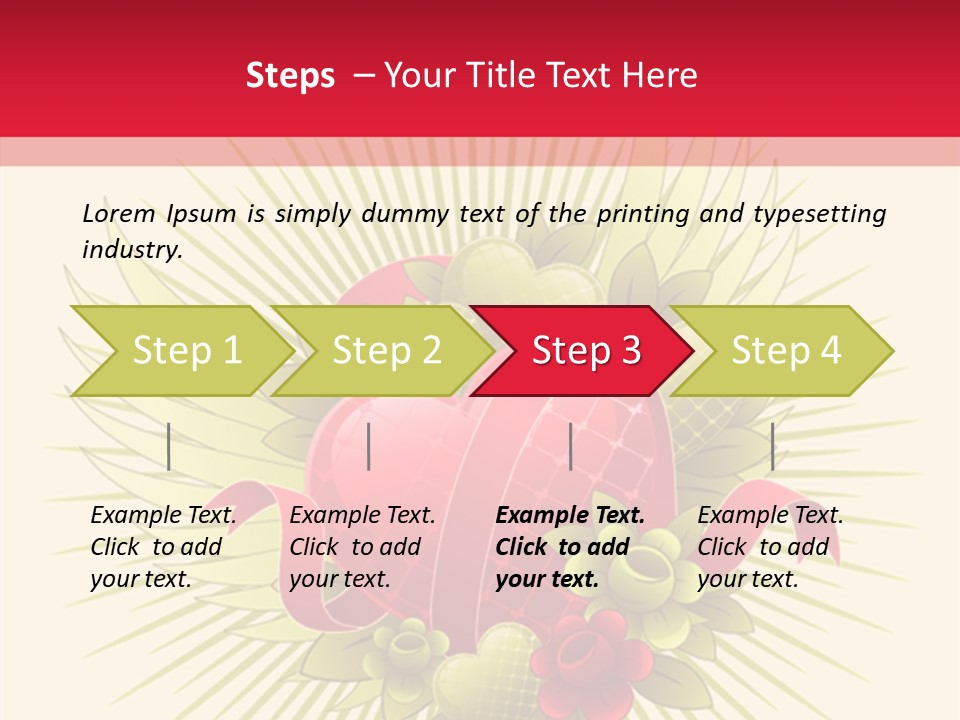 A Red Heart With Green Leaves On A Yellow And Red Background PowerPoint Template