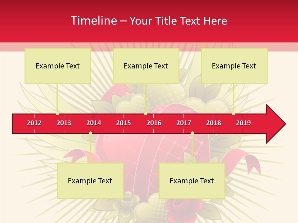 A Red Heart With Green Leaves On A Yellow And Red Background PowerPoint Template