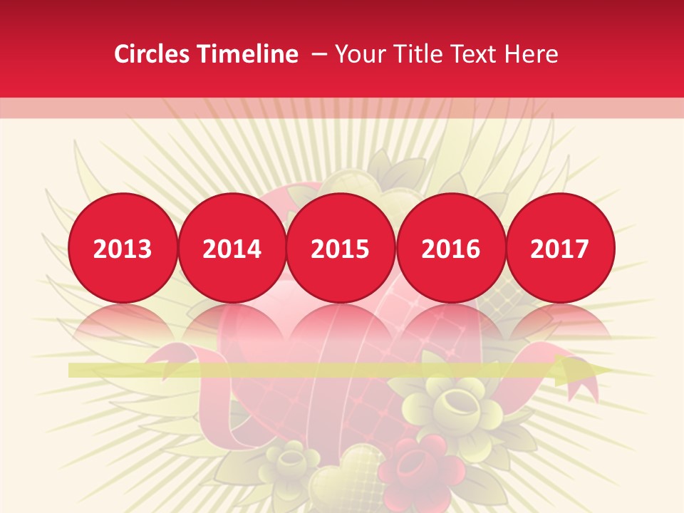 A Red Heart With Green Leaves On A Yellow And Red Background PowerPoint Template