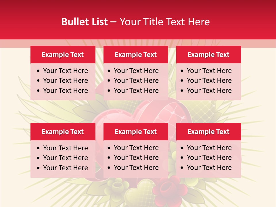 A Red Heart With Green Leaves On A Yellow And Red Background PowerPoint Template