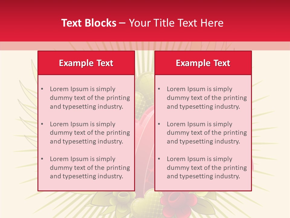 A Red Heart With Green Leaves On A Yellow And Red Background PowerPoint Template