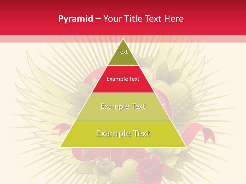 A Red Heart With Green Leaves On A Yellow And Red Background PowerPoint Template