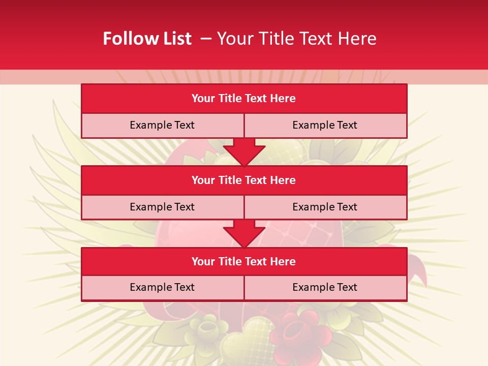 A Red Heart With Green Leaves On A Yellow And Red Background PowerPoint Template