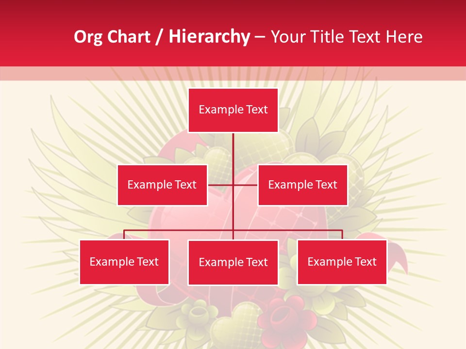 A Red Heart With Green Leaves On A Yellow And Red Background PowerPoint Template