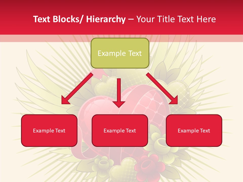 A Red Heart With Green Leaves On A Yellow And Red Background PowerPoint Template