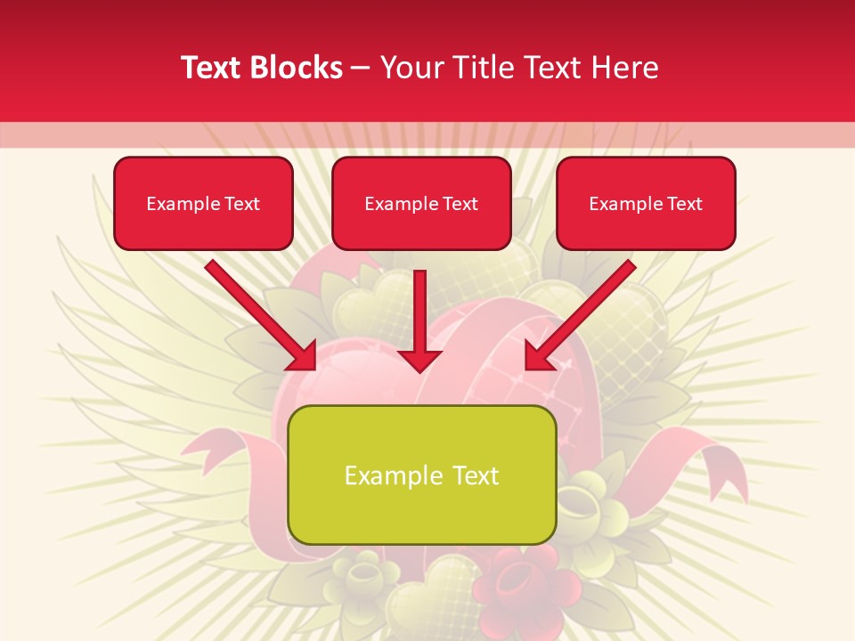 A Red Heart With Green Leaves On A Yellow And Red Background PowerPoint Template